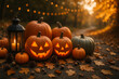 © Nata - Halloween pumpkins with candle lantern