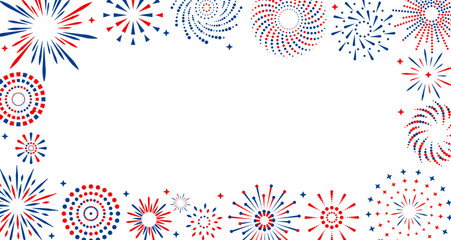 Canvas Print - firework vector icons set isolated on transparent background with copy space. celebrate 4th of july 