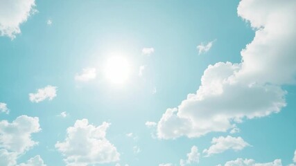 Wall Mural - a single-engine plane soaring through a blue sky with fluffy clouds