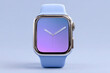 © heerim studio - Blue Smartwatch: Minimalist design with a sleek, square face and a matching blue strap. Modern timepiece.