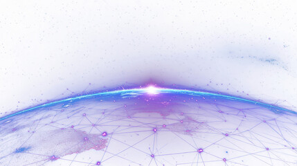 Canvas Print - png digital globe with glowing purple continents at the bottom of the image space technology digital