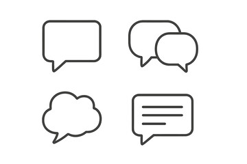 Wall Mural - various speech bubble designs in simple outline style for communication and graphic design purposes