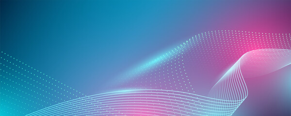 Wall Mural - Abstract dark blue color. Futuristic technology background. Dynamic line wave big data particle flow.