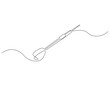 © TiyoSakhi - Continuous one line drawing of darts. One line drawing illustration of darts. Business target, bullseye concept single line. Editable outline