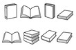 © Zaleman - Variety of books displayed in simple black and white illustrations for educational purposes