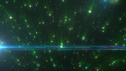 Wall Mural - vivid green light particles scattering through the dark, creating a lively and dynamic background ef