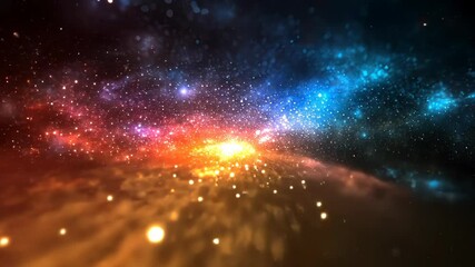 Wall Mural - colorful cosmic nebula with glowing particles