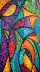 Wall Mural - vibrant abstract mural with colorful shapes and textures