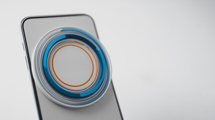 Wall Mural - phone tech visual: a sleek, modern smartphone showcases a dynamic technological interface with an ar