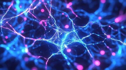 Wall Mural - Abstract Neural Network Connection with Vibrant Colors and Lights