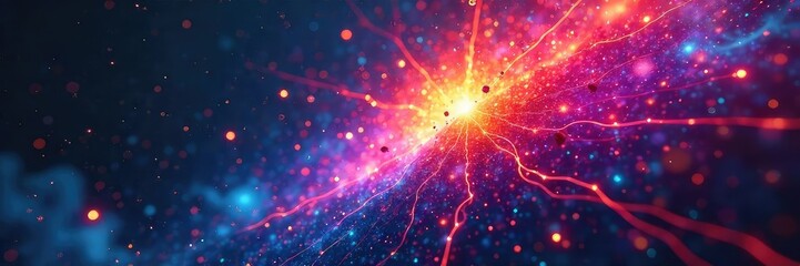 Wall Mural - A vibrant explosion of color and data streams, representing the dynamic nature of creative information processing and innovative thinking , bright, art