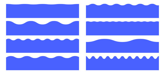 Wall Mural - Set of corrugated wave separator footers, modern dividers shapes vector illustration