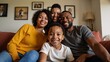 © Pixel Matrix - An African American family poses together for a home photo