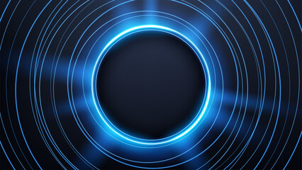 Wall Mural - Rounded Blue Light Rotating with Abstract Circle Lines, Suitable For Product Advertising, Product Design and Other, Vector Illustration