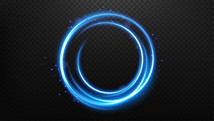 Wall Mural - Rounded Blue Light Rotating with Flying Particles, Suitable For Product Advertising, Product Design and Other, Vector Illustration
