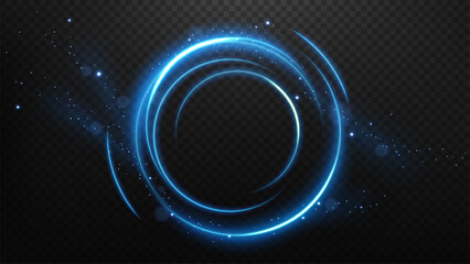 Wall Mural - Rounded Blue Light Rotating with Flying Particles, Suitable For Product Advertising, Product Design and Other, Vector Illustration