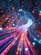 © Johannes - Futuristic digital landscape with vibrant light trails and data streams
