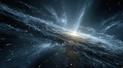 Wall Mural - a galaxy with a spiral shape and a bright star in the center. the galaxy is filled with stars and du