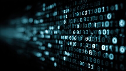 Wall Mural - a computer screen with a blue background and a row of black numbers. the numbers are in binary code 