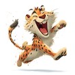 © Stock4u2024  - An animated cheetah cartoon laughing and running