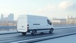 © Andrii - Fast Moving White Modern Courier Van Delivering Small Shipments In Urban And Suburban Areas With Efficient Business Distribution And Logistics Express Service On Highway.