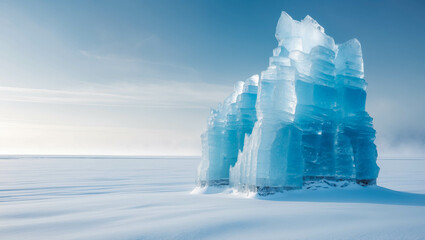 frozen blue glacier landscape: pristine winter nature in the remote arctic