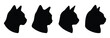 © creatix - Collection of cat head silhouettes in side profile view, featuring pointed ears and rounded faces in clean vector style