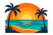 © Music_A - The scenery of a vector ocean sunset is accompanied by a colorful tropical beach landscape