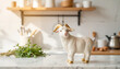 © AnaKonda.ai - Decorative goat figurine on kitchen counter with herbs and utensils