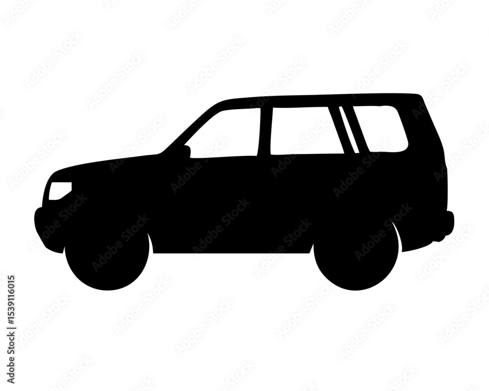 SUV Car Icon Black Silhouette Side View Vector Flat Graphic Stock ...
