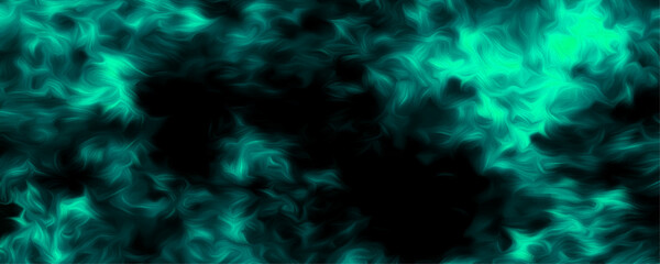 Wall Mural - abstract green smoke flames on black background. neon green flame textured illustration design. abst