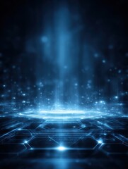 Wall Mural - glowing futuristic blue technology background with abstract digital elements and lights