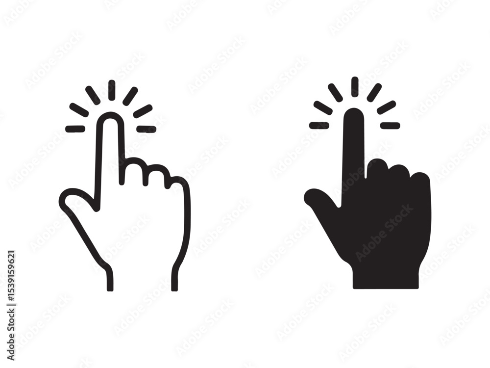 Hand cursor icon clicking with sound effect lines. Stock Vector | Adobe ...