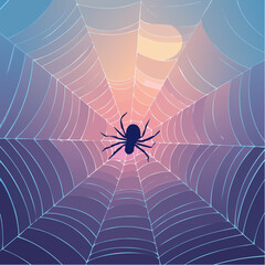Vector - Spider Web with Silhouetted Spider 23
