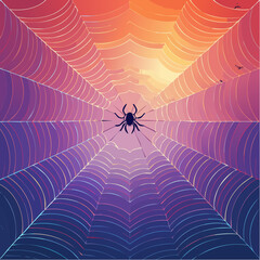 Vector - Spider Web with Silhouetted Spider 29