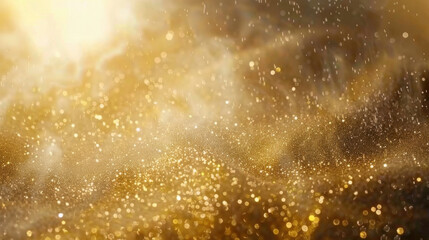 Wall Mural - golden bokeh background with soft focus, creating warm and celebratory atmosphere filled with shimme