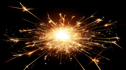 Wall Mural - bright golden spark trails burst into dazzling display, fading into darkness, creating mesmerizing v
