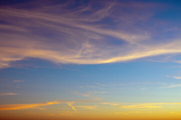 Wall Mural - Sunset sky with pink clouds