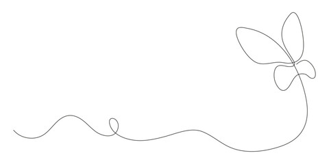 Wall Mural -  One line drawing of a butterfly. Elegant flying moth in minimal linear style. Ideal for beauty, spa, wellness logos or dividers. Editable stroke. Doodle vector illustration.