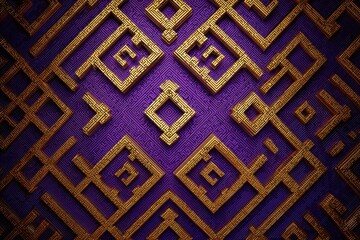 geometric pattern: a detailed close-up of a geometric pattern in gold against a vibrant purple backg