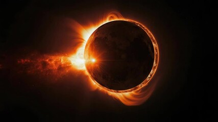 Wall Mural - Celestial scene capturing a solar eclipse on an alien planet.