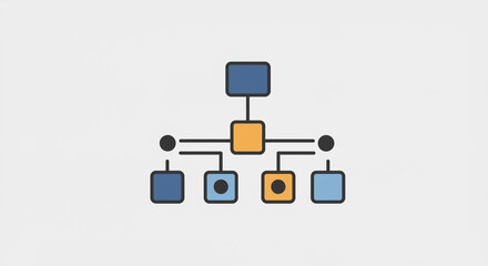 Wall Mural - diagram showing a network of connected squares and circles on a white background in a simple style