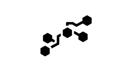 Wall Mural - a black and white illustration of a network diagram with hexagonal nodes and connecting lines shown