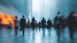 © lin - abstract motion blur image of business people crowd walking at corporate office in city downtown, business marketing, blurred background, business finance center concept. High quality