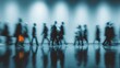 © lin - abstract motion blur image of business people crowd walking at corporate office in city downtown, business marketing, blurred background, business finance center concept. High quality