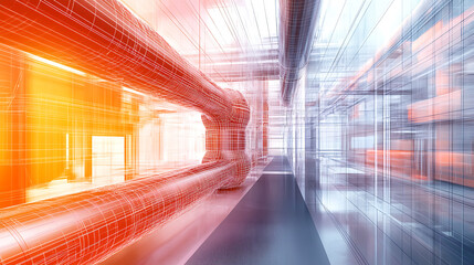 Wall Mural - a computer generated image of a pipe with a red and orange glow. the image is abstract and futuristi