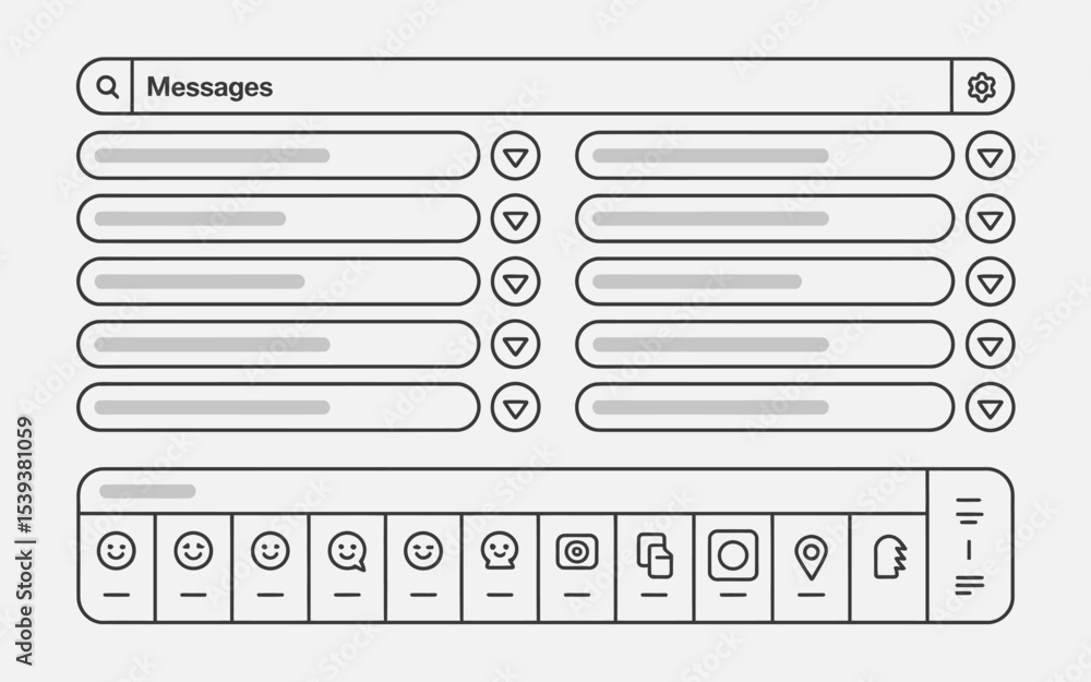 Clean minimalist message interface design with emoticons and various ...