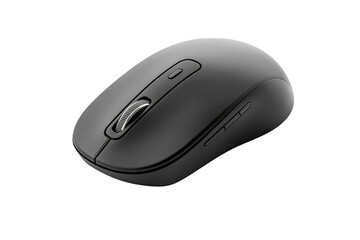 black wireless computer mouse isolated on a transparent background