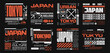 © Universtock - Japanese streetwear t-shirt design bundle, Urban japan graphic set, Tokyo japan poster vector collection, Japan culture design collection, Geometric streetwear packs for apparel