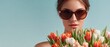 © BOJOShop - Spring Fashion  Woman with Sunglasses   Tulip Bouquet
